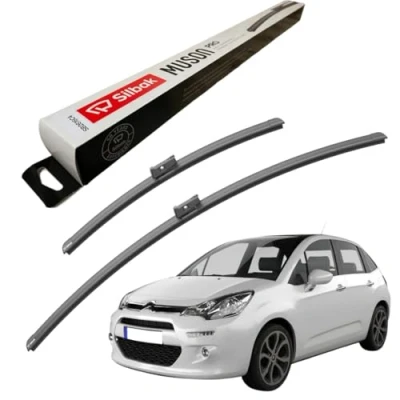 Image of Silbak Windscreen Wipers, for CITROEN C3 (07/2016 ONWARDS) Wiper Blades, 650mm/400mm, Front Blades C3,