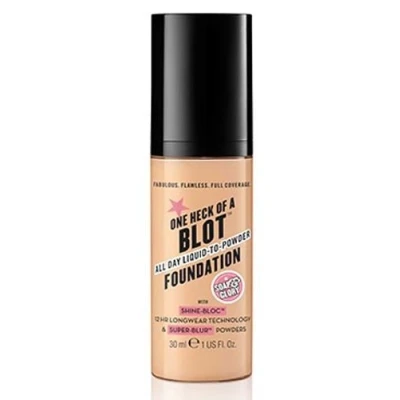 Image of Soap And Glory One Heck Of A Blot All Day Liquid To Powder Foundation For Oily Skin Fair Enough 30ml