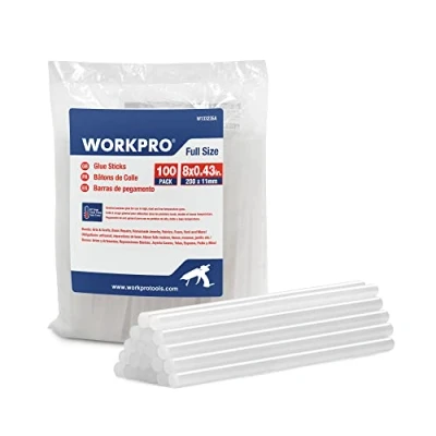 Image of WORKPRO 100 Hot Glue Sticks 200 x 11 mm, Universal Transparent for Gun, Ideal DIY, Crafts, Hobbies