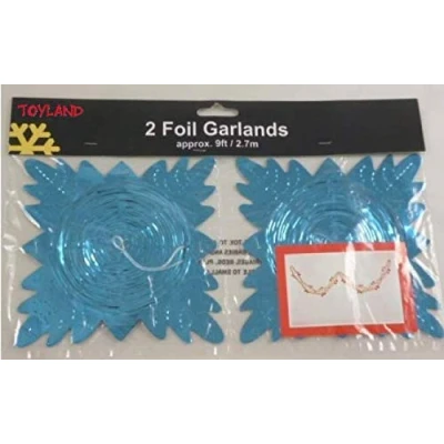 Image of Toyland® 9ft Turquoise Foil Garland Christmas Decoration Pack Of 2