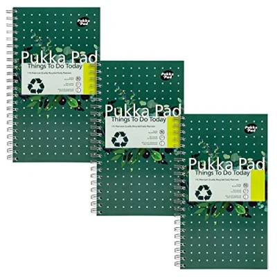 Image of Pukka Pad, Recycled Things to Do Today Note Pad Pack of 3 Wirebound Notebooks with 115 Sheets 80GSM FSC Paper Perforation