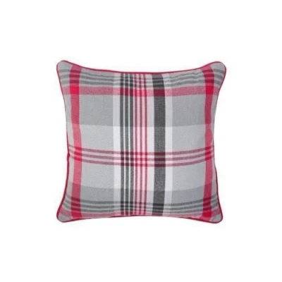 Image of INSAFIANS Tartan Check Cotton Cushion Covers (18&quot; x 18&quot;, Pink)