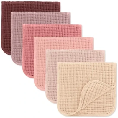 Image of Comfy Cubs Muslin Cloths for Baby, Baby Essentials, Burp Cloths, Squares, 100% Cotton, Hand Washcloths 6 Layers Extra Absorbent and Soft (Multi Girl, Pack, 50 X 25 CM)