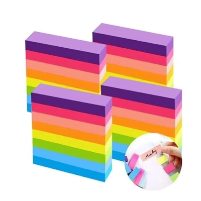 Image of Sticky Notes, 1600 Sheets 8 Colors Self Notes Pad, Colour Bright Post Stickies for Office Home School Meeting Super Notes(76mm x 16mm)
