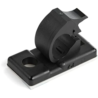 Image of StarTech.com 100 Adhesive Cable Management Clips Black Network/Ethernet/Office Desk/Computer Cord Organizer Sticky Cable/Wire Holders Nylon Self Clamp UL/94V 2 Fire Rated (CBMCC1)