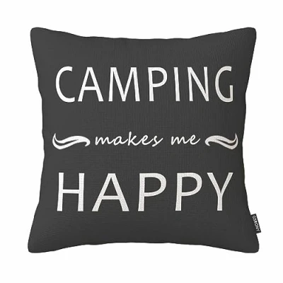 Image of Camping Make me Happy Colors Decorative Throw Pillow Case Cushion Cover Cotton Linen 18 X inches