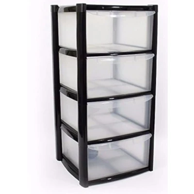 Image of Plastic Storage Drawers Large 4 (Black)