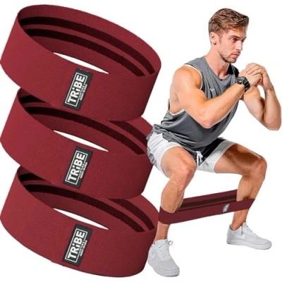 Image of Fabric Resistance Bands for Legs Workout Men and Women Booty Working Out Exercise Set Elastic (Red)