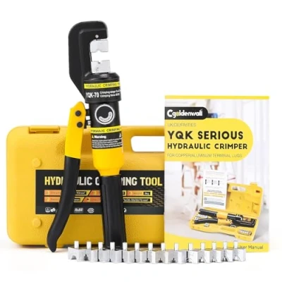 Image of CGOLDENWALL Hydraulic Crimping Tools 10T 4 70m㎡ with Hexagon Steel 9 Dies for Copper and Aluminum Terminal Lugs Battery Wire Crimping, 2 Pairs of Sealing Rings Included