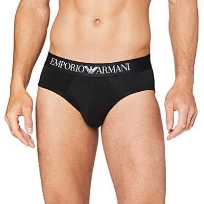 Image of Emporio Armani Men&#039;s Letter Iconic Logo Band Slip, Black, M UK