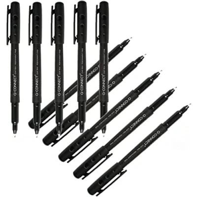 Image of Q Connect OHP Pen Permanent Fine Black (Pack of 10)