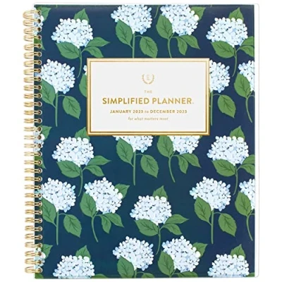 Image of At A Glance 2023 Weekly &amp; Monthly Planner, Simplified by Emily Ley, 8 1/2&quot; x 11&quot;, Large, Customizable, Tabs, Pocket, Carolina Dogwood (EL91 901 23), L