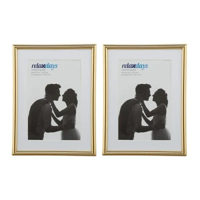 Image of Relaxdays Photo Frame Set of 2, 15 x 20 cm, Passepartout 10 Standing or Hanging, Gold