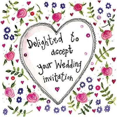 Image of Alex Clark Flower Wedding Invitation Card Heart Floral Plants Greeting Acceptance Designed and Printed in the UK…