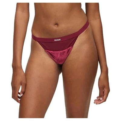Image of BOSS Women&#039;s Thong Velvet String, Dark Red605, S