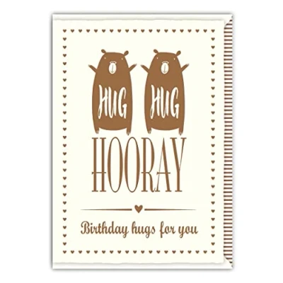 Image of Quire Collections Impressive Card Happy Birthday Hugs, Cream/Brown, 115x163mm