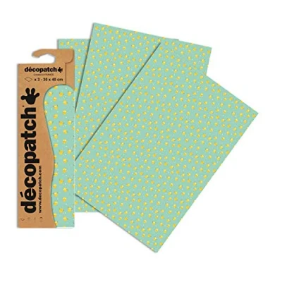 Image of Décopatch Ref C733O Yellow &amp; Green Happy Lemon Paper Pack Each Sheet 30 x 40cm, of 3 Sheets Best Used With Décopach Glue Varnish,