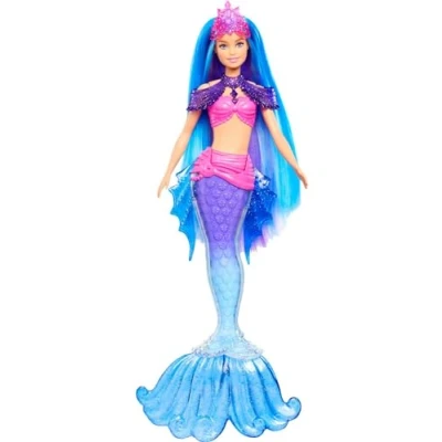 Image of Mermaid Barbie &#039;Malibu&#039; Doll with Seahorse Pet and Accessories, Toys Interchangeable Fins, HHG52