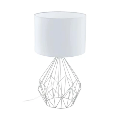 Image of EGLO E27 Geometric Chrome/White Table Lamp &#039;PENDREGAL&#039;, 95187