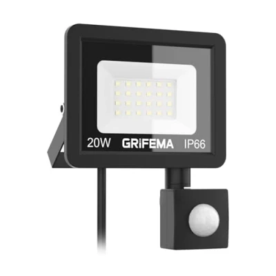 Image of GRIFEMA GD402 2 Security Lights Outdoor Motion Sensor, 20W PIR Sensor Light, Flood Outdoor, 2200 Lumen, IP66 Waterproof, with 3m Wire, for Backyard, Garden, Black