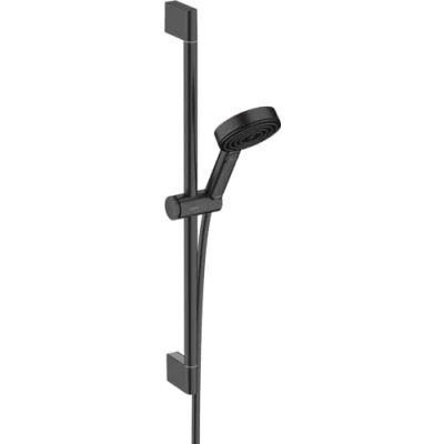 Image of Hansgrohe Water Saving Shower Set Pulsify Select S, Head (EcoSmart) with Rail 65 cm, Hose, Holder, Hand 3 Sprays (Relaxation), Matt Black, 24161670