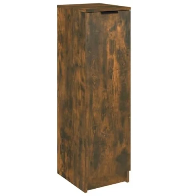 Image of vidaXL Shoe Storage Cabinet Smoked Oak Finish, Engineered Wood, 30x35x100 cm Modern Style, Assembly Required, Ideal for Organising Footwear