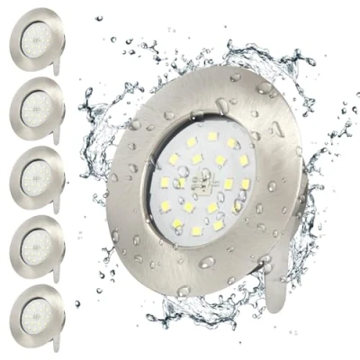 Image of Wondlumi 6X 5W LED Downlights Ceiling Spot Lights Ultra Slim Recessed IP44 Round Brushed Chrome Spotlights Cool White 6000K 240V for Bathroom Kitchen Bedroom