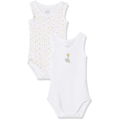 Image of Chicco Baby_Boy&#039;s Set 2 Body Senza Maniche Bodystocking, Yellow (White and 034), 50 cm (Pack of 2)