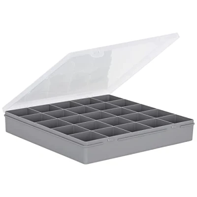 Image of Wham 10.01 25 Division Square Plastic Organiser Box Grey