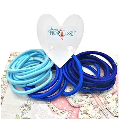 Image of Set of 36 Thick 4 mm Elastic Hair Ties, School Uniform Bands Ponytail Holders Bobbles for Women Girls Ties (Royal Blue, Sky Blue)