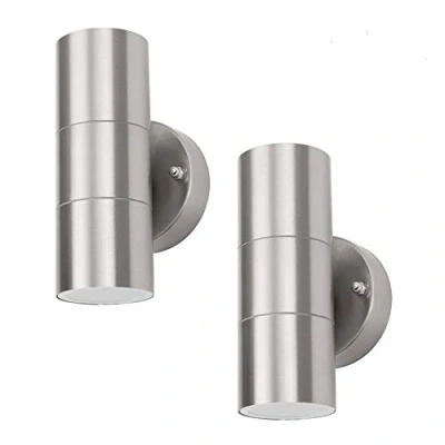 Image of Stainless Steel Double Outdoor Wall Light，Modern Up Down Spot Light,Use GU10 (not Included), IP44 Waterproof, Pack of 2