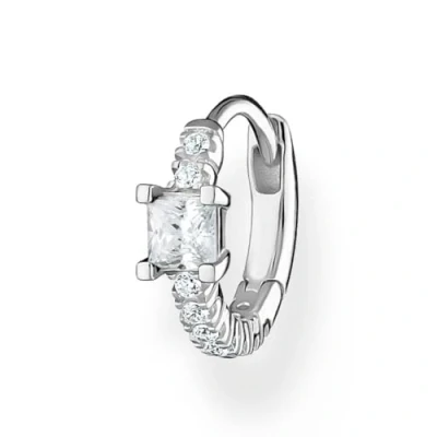 Image of Thomas Sabo single hoop earrings with white stones 925 sterling silver CR691 051 14