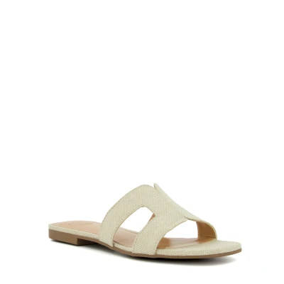 Image of Dune Ladies LOOPEY Stitch Detail Slider Sandals Size UK 3 Flat Heel Natural