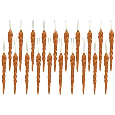 Image of Christmas Concepts® 12cm Glitter Icicle Decorations Tree Trims (COPPER, 20)