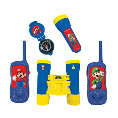 Image of Lexibook, Super Mario, Adventurer Set for Children, Walkie Talkies, Binoculars, Compass, Torchlight, Blue/Yellow, RPTW12NI