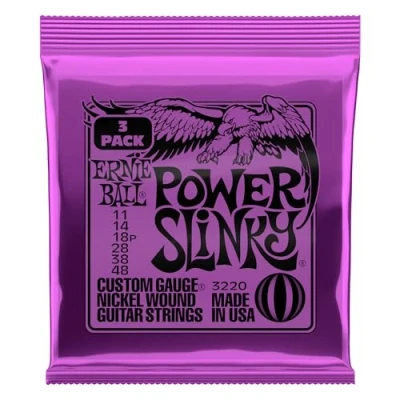 Image of Ernie Ball Power Slinky Nickel Wound Electric Guitar Strings 3 Pack 11 48 Gauge