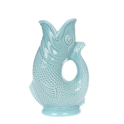 Image of Gurgly Iconic Duck Egg Glug Jug Small 23cm 750ml Fish Water Jug, Decorative Vase, Ornament, Carafe