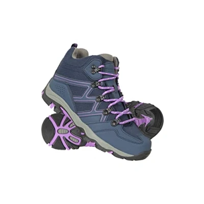 Image of Mountain Warehouse Oscar Kids Walking Boots Suede Footwear with Sturdy Grip, Padded Ankles &amp; Strong Outsole for Autumn Winter Travelling, Hiking, Camping Dark Purple Shoe Size 12