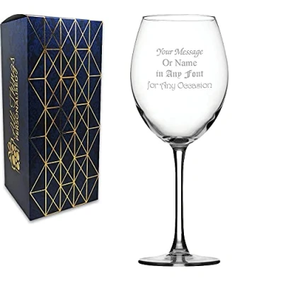 Image of Personalised Engraved 19oz Cantina Red Wine Glass, Gift Boxed, Personalise with Any Message