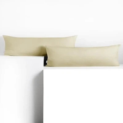 Image of DecoKing 2 pillowcases 40 x 145 cm jersey cotton zip beige amber