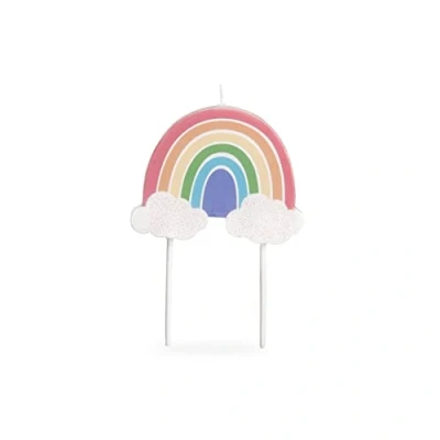 Image of Anniversary House Pastel Rainbow Birthday Candle for Cakes, Pack of 1, Multicolour and Glitter Finish, Celebration Cake Topper Decoration, 12cm, AHC239