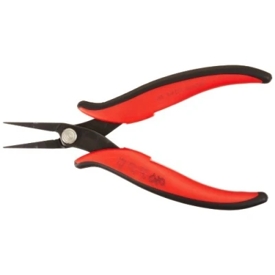 Image of Hakko CHP PN 2005 Long Nose Pliers, Pointed Nose, Flat Outside Edge, Serrated Jaws, 32mm Jaw Length, 1.2mm Width, 3mm Thick Steel by