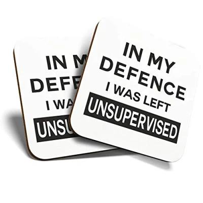 Image of Great Coasters (Set of 2) Square/Glossy Quality Coasters/Tabletop Protection for Any Table Type Funny Quote Joke Office #8225