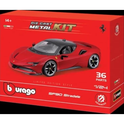 Image of BBurago Model Kit Ferrari R&amp;P SF90 Stradale Realistic Car in 1:24 Scale, Official License, Recommended Age 14+ Years