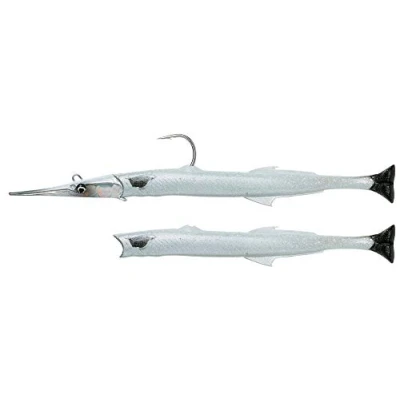 Image of Savage Gear 3D Needlefish Pulsetail 2+1 Fishing Lure (Pearl White Silver, 14cm 12g)