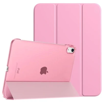 Image of TiMOVO Case for iPad 10th Generation 2022, Slim Stand Cover 10.9 inch, Auto Wake/Sleep Smart Folio with Hard PC Translucent Back Shell Fit 10 Protective Case, Nosegay Pink