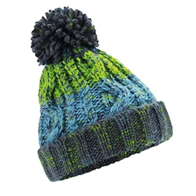 Image of Beechfield Junior Corkscrew Pom Beanie Electric Grey