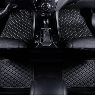 Image of Leather Car Floor Mats for BMW 5 Series 2018 2023 (RHD), All weather Protection Non Slip Waterproof Luxury Auto Liner,all black