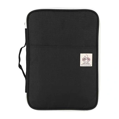 Image of Multi Functional A4 Document Bag Portfolio Organizer Case Zippered Oxford Waterproof (Black)