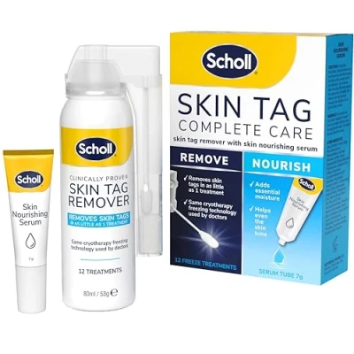 Image of Scholl Complete Care Skin Tag Removal Kit Safe &amp; Effective Remover Moisturising Serum Restores Skin&#039;s Appearance Clinically Proven 12 Treatments Plus Hydrating